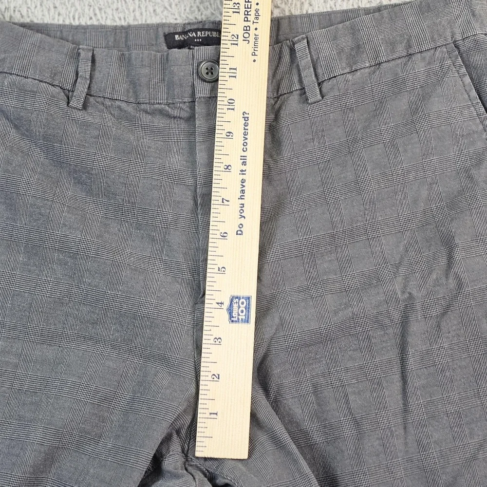 Banana Republic‎ Pants Mens 36x30 Gray Plaid Jogger Elastic Cuff Stretch Casual